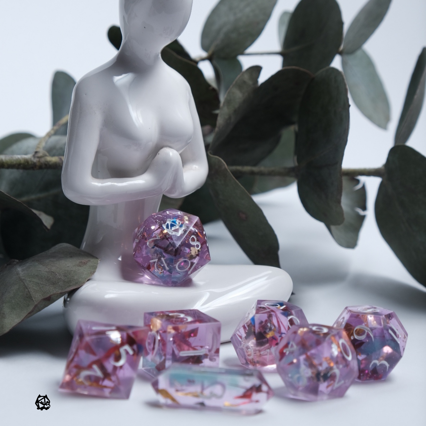 Dionysus - Purple with confetti Handmade Resin Polyhedral Tabletop Roleplaying Dice Set