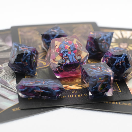 Ceremorphosis - Premium Handmade Purple Resin Polyhedral Tabletop Roleplaying Dice Set