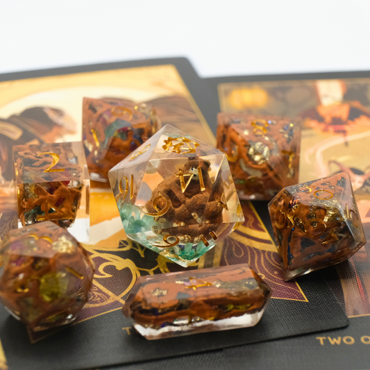 Keeper of the Grove - Premium Handmade Nature Resin Polyhedral Tabletop Roleplaying Dice Set