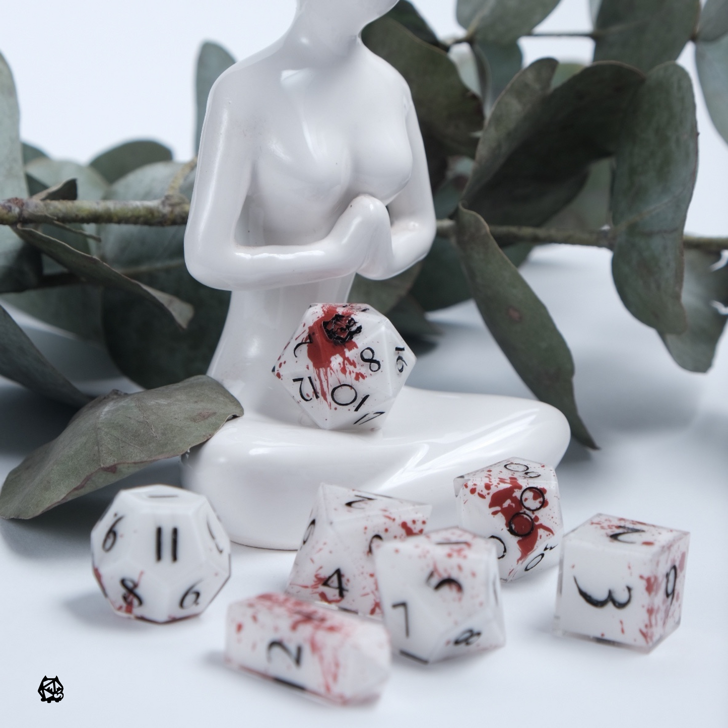 Ares - Premium Handmade Blood splatter Resin Polyhedral Tabletop Roleplaying Dice Set