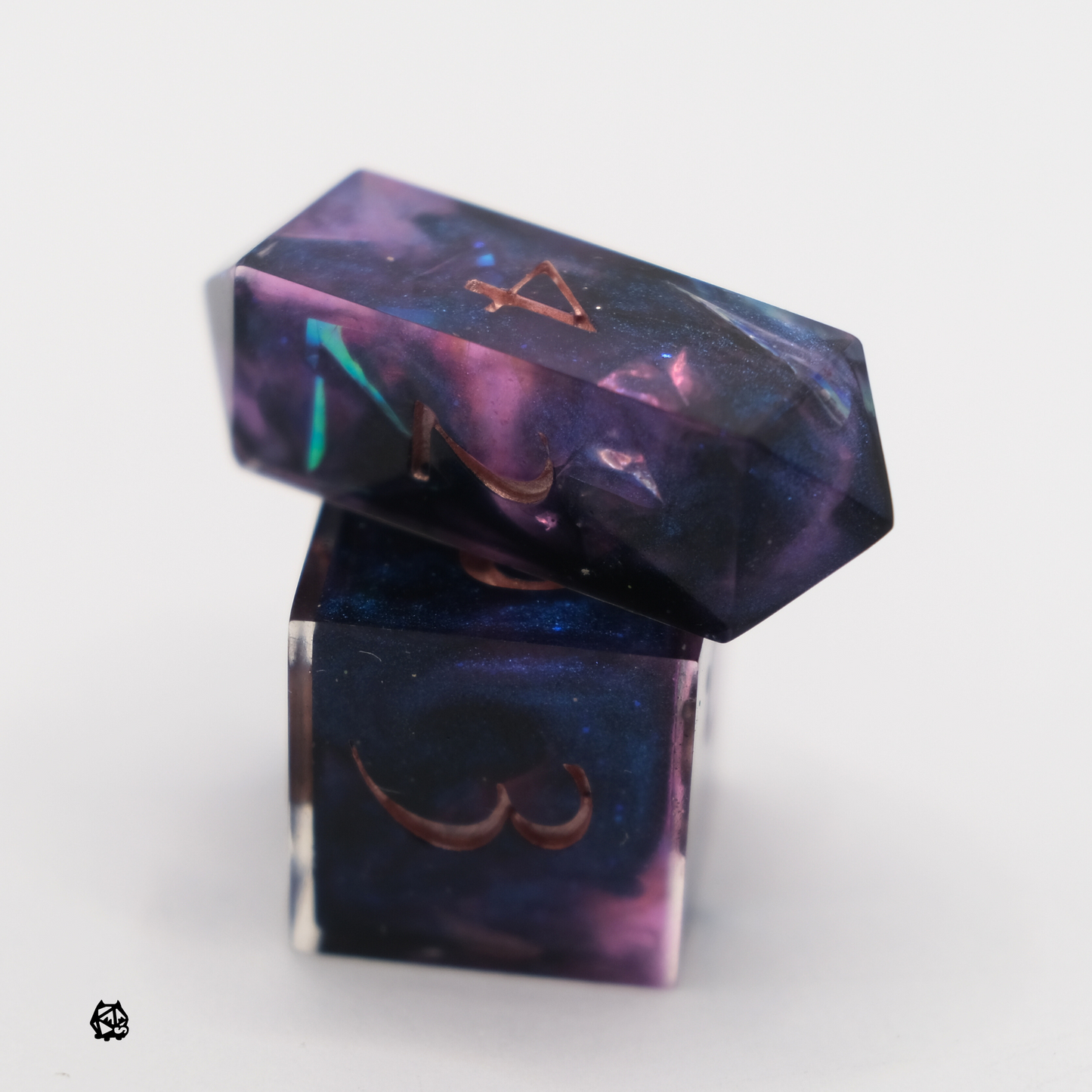 Nyx - Premium Handmade Space Themed Black, Purple, and Blue Resin Polyhedral Tabletop Roleplaying Dice Set