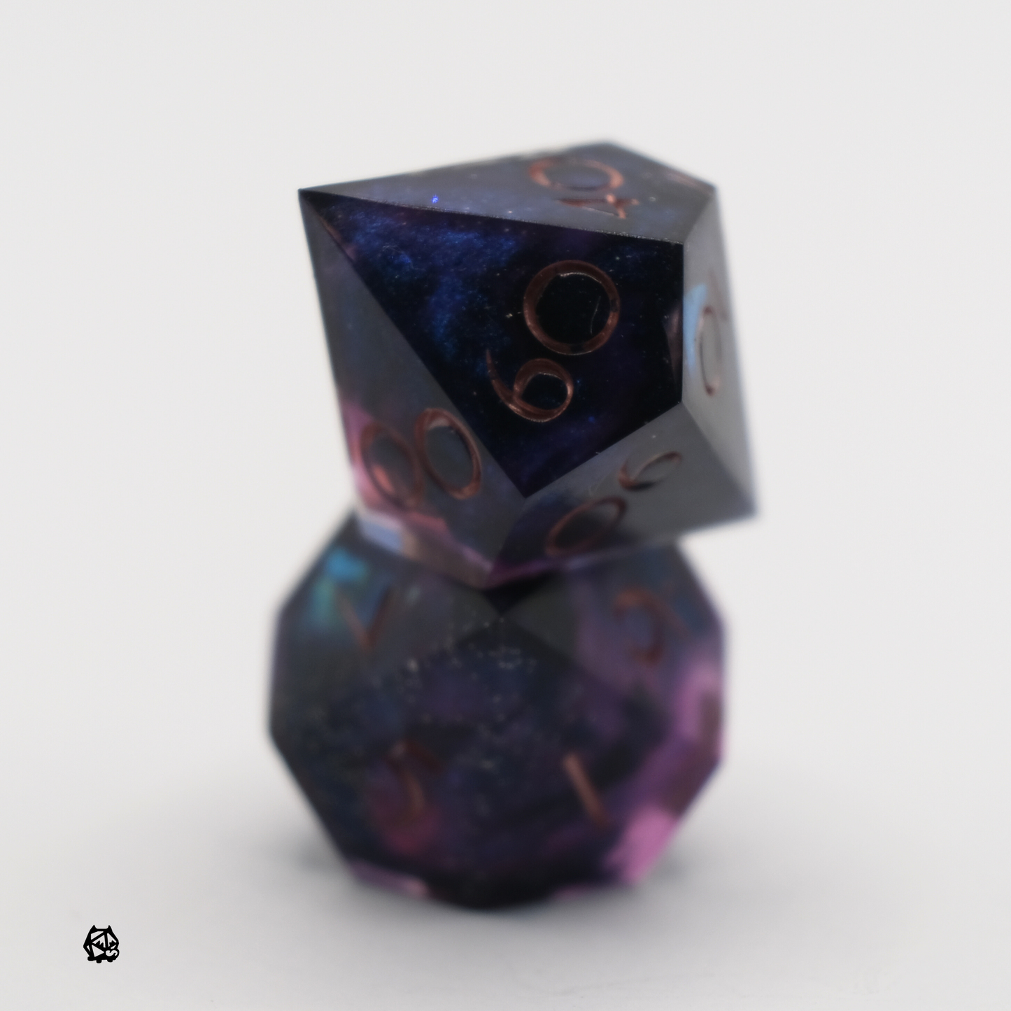 Nyx - Premium Handmade Space Themed Black, Purple, and Blue Resin Polyhedral Tabletop Roleplaying Dice Set