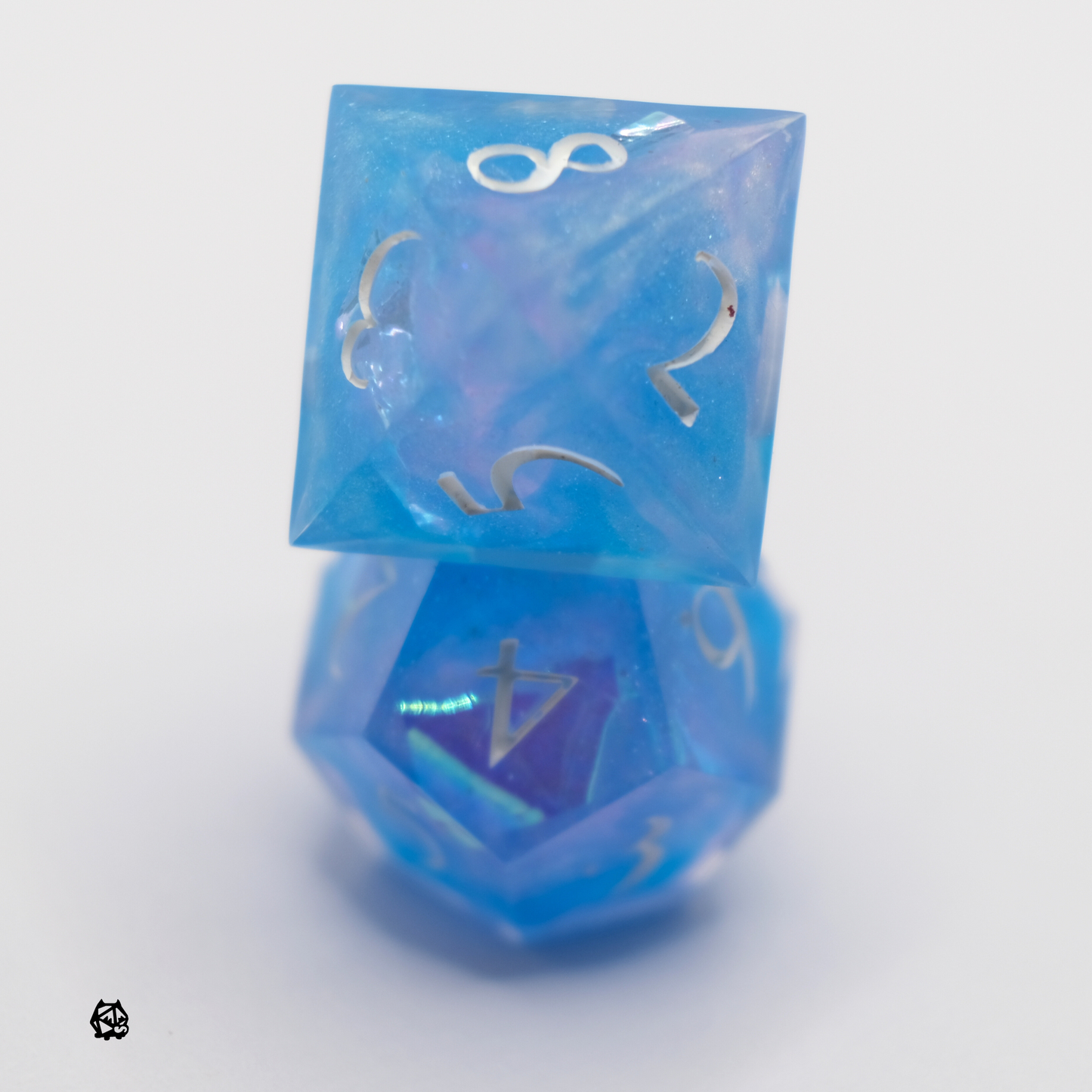 Eros - Premium Handmade Blue and Pink Resin Polyhedral Tabletop Roleplaying Dice Set