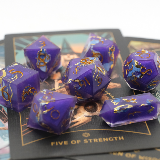 Astral Drift - Premium Handmade Purple Resin Polyhedral Tabletop Roleplaying Dice Set