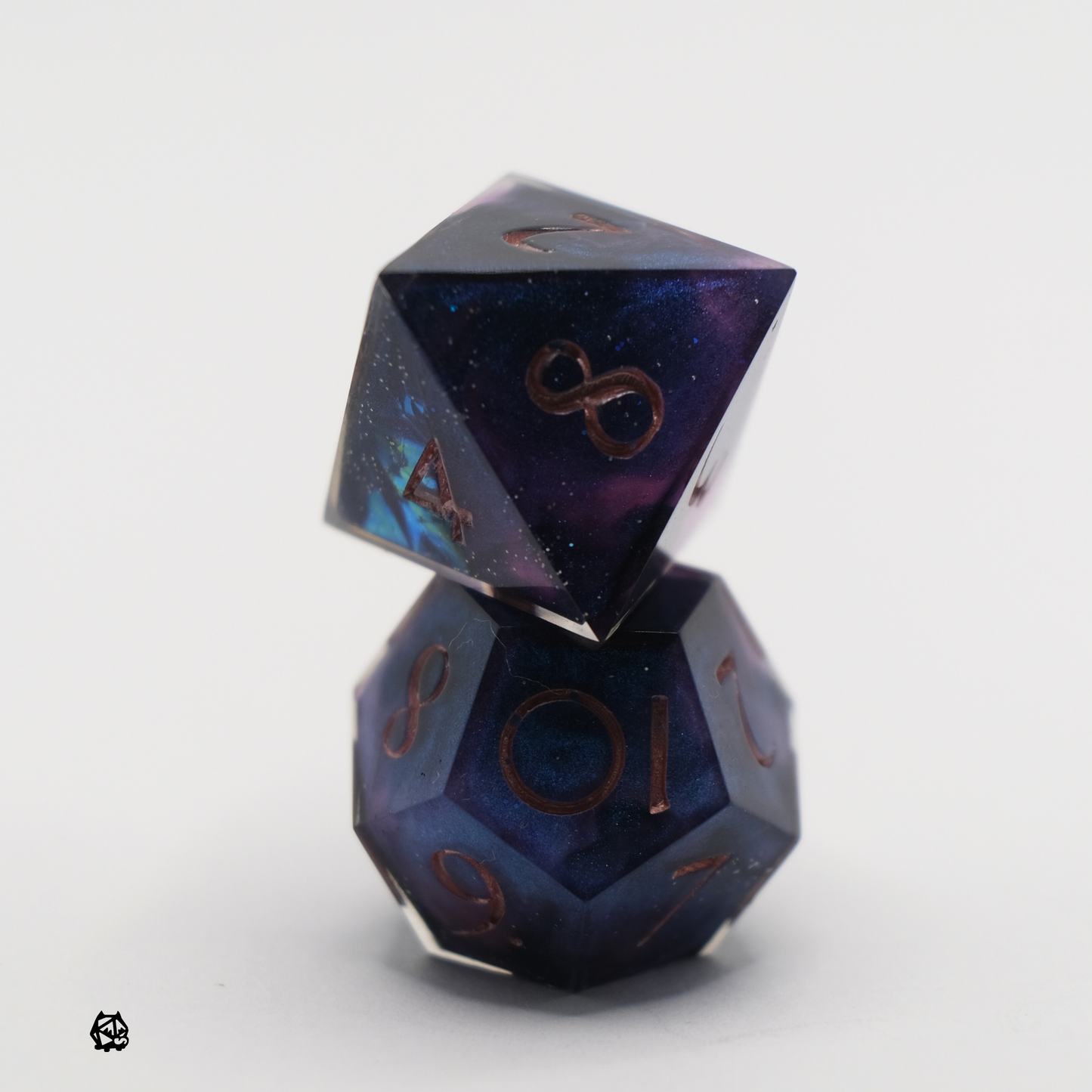 Nyx - Premium Handmade Space Themed Black, Purple, and Blue Resin Polyhedral Tabletop Roleplaying Dice Set