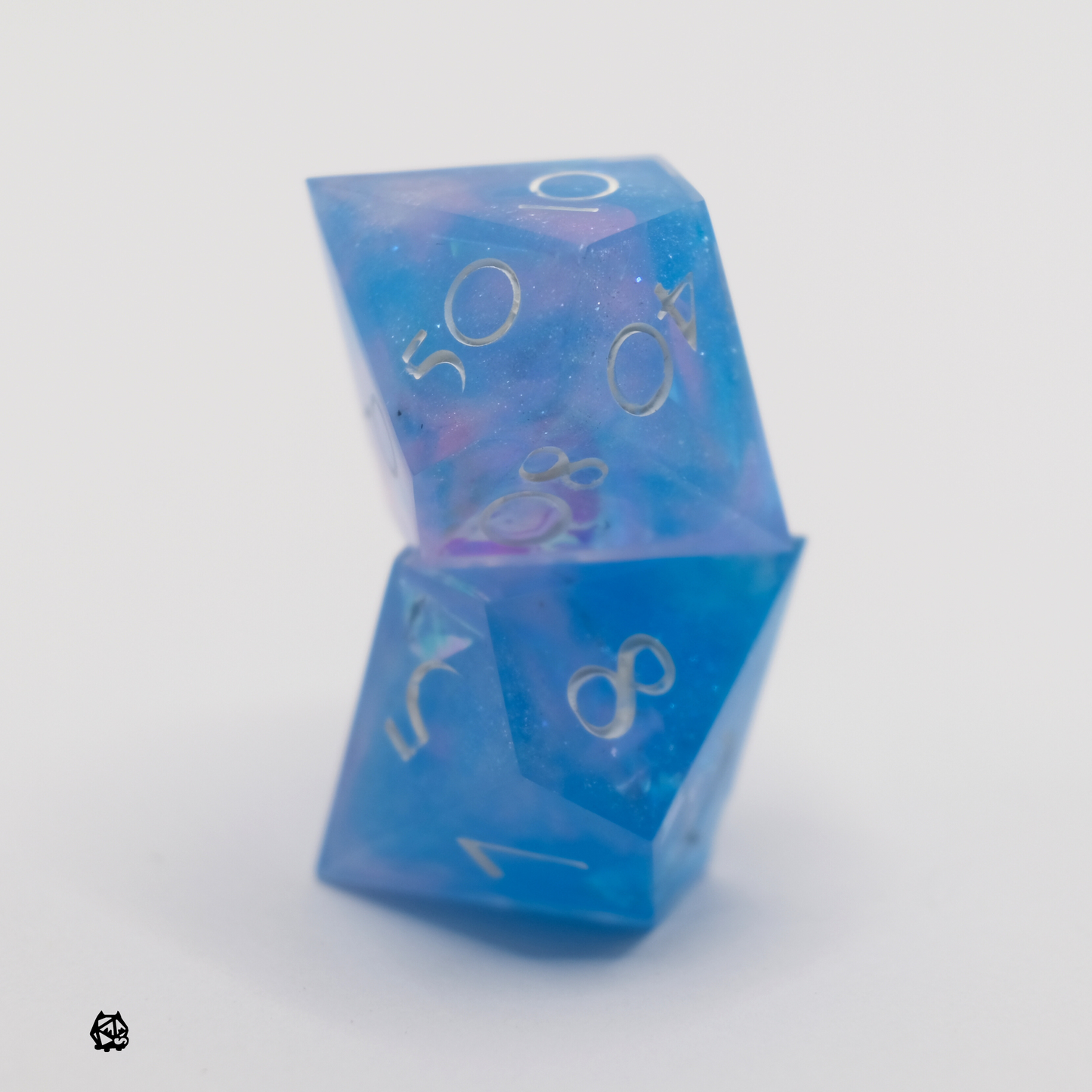 Eros - Premium Handmade Blue and Pink Resin Polyhedral Tabletop Roleplaying Dice Set