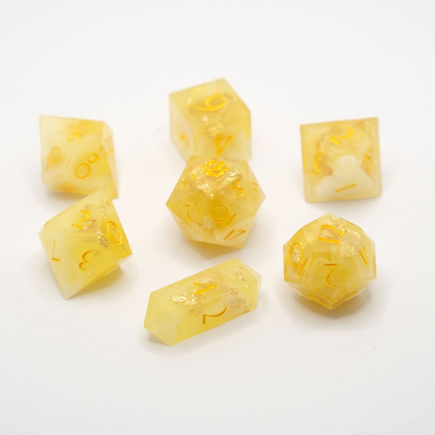 Helios - Yellow Handmade Resin Polyhedral Tabletop Roleplaying Dice Set