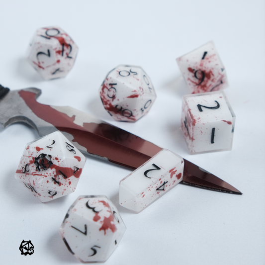 Ares - Premium Handmade Blood splatter Resin Polyhedral Tabletop Roleplaying Dice Set